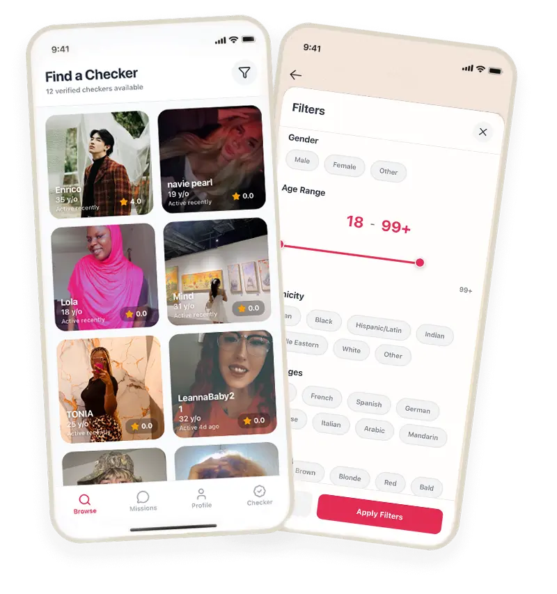 LoveCap app with tester profiles and preference filters